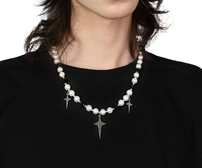 No Coloring Pearl Stitching Cross Pearl Chain