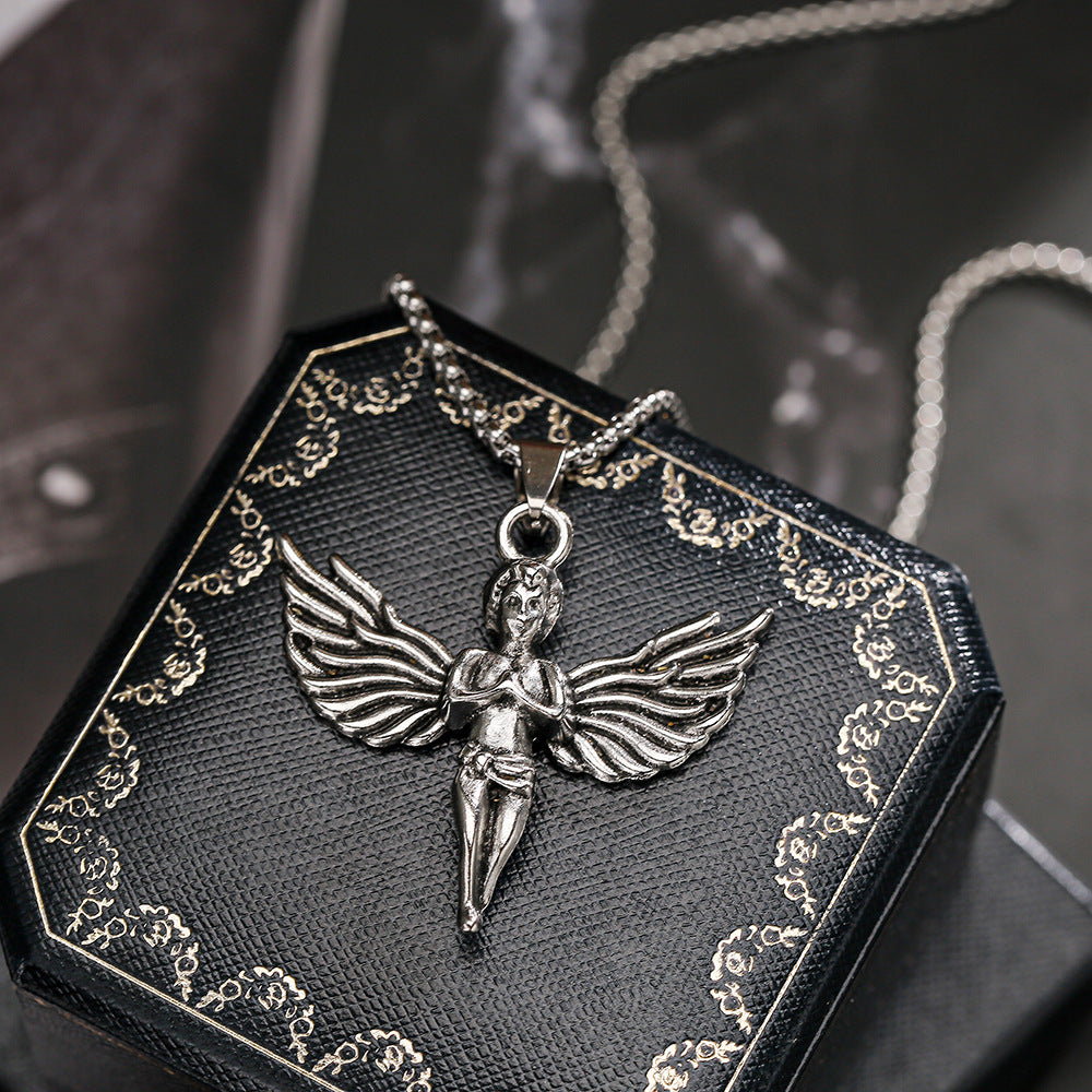Angel Cupid Pendant Titanium Steel Sweater Chain