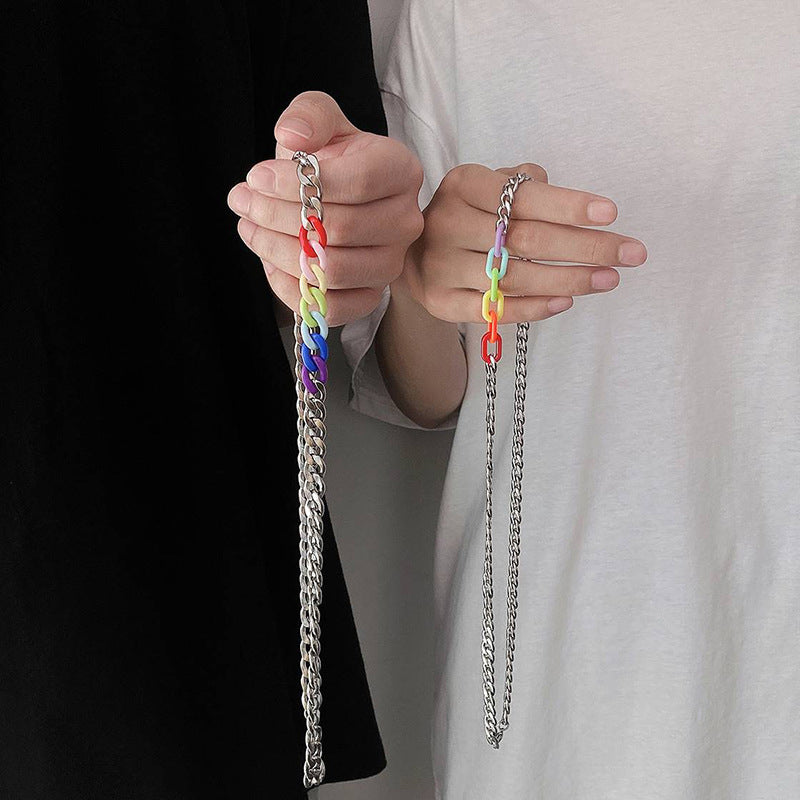 Titanium Steel Color Figaro Chain