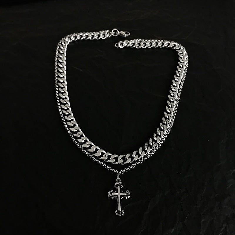 Double Layer Cross Cuban Chain