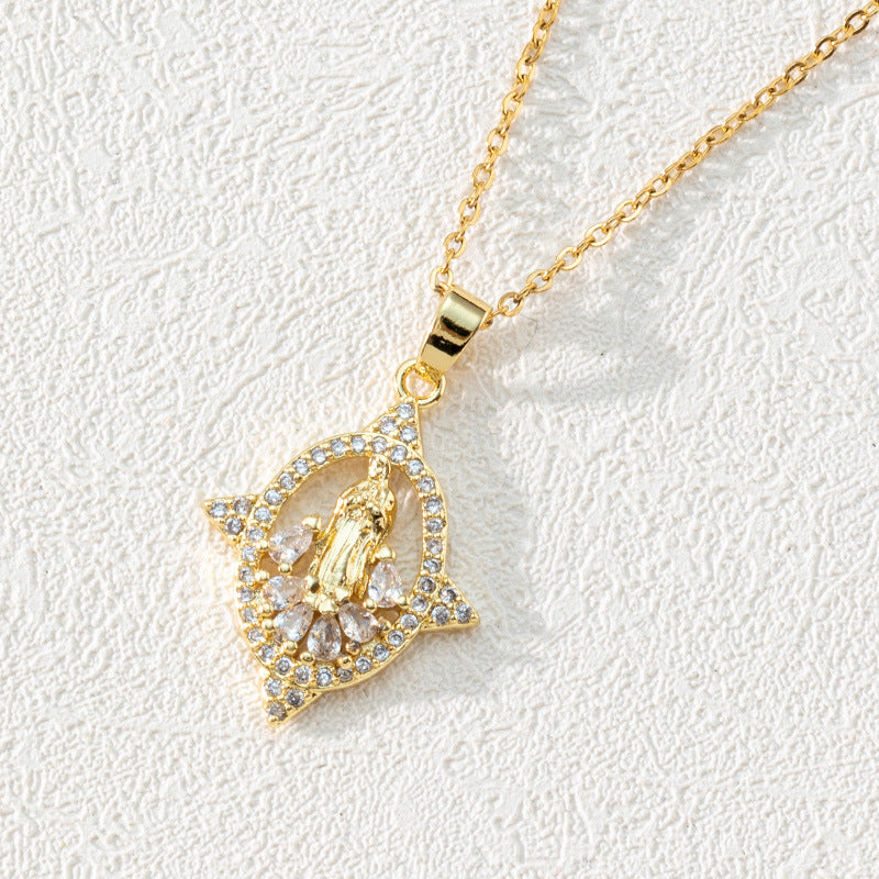 Virgin Mary Hollowed-out Pendant Necklace