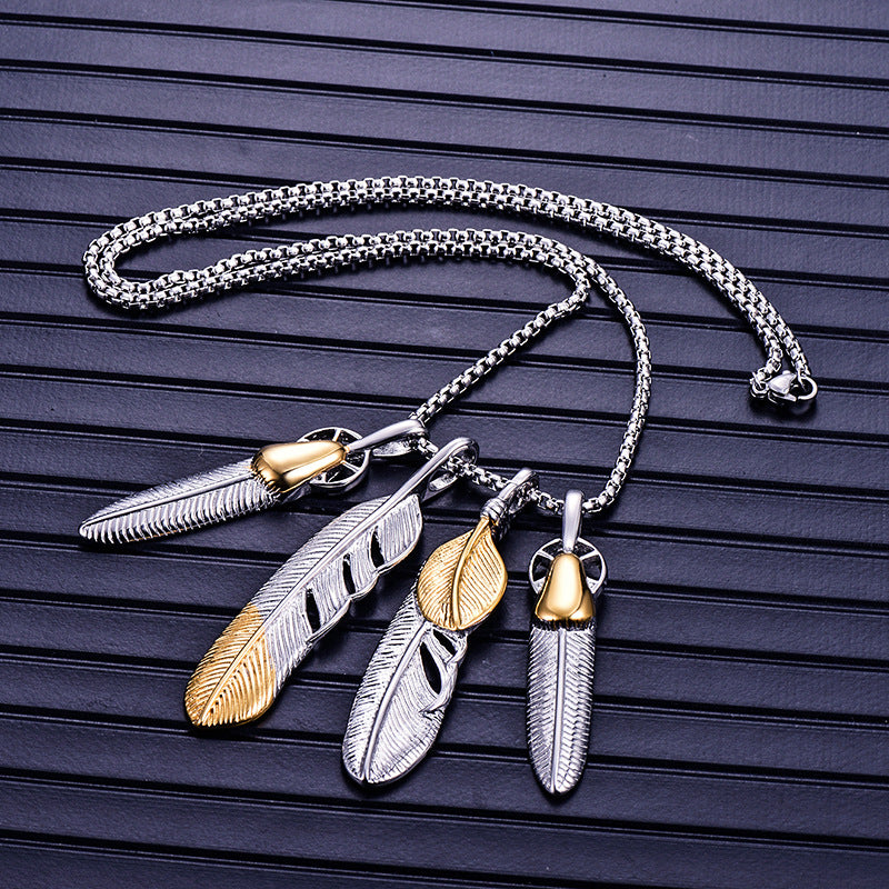Vintage Feather Pendant Necklace