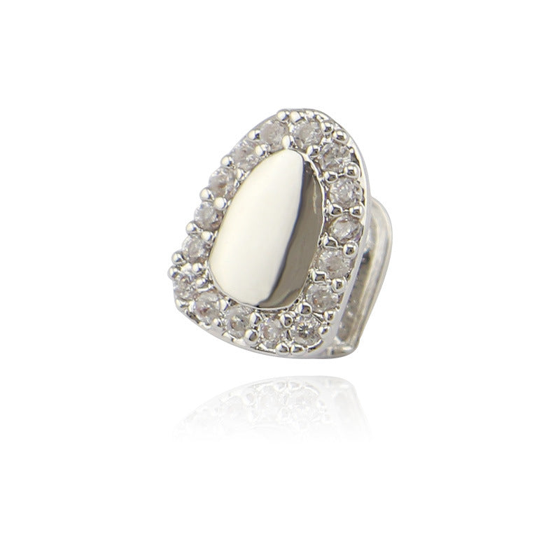 Hip-Hop Super Flah Diamond Hollowed-up Single Gold Tooth