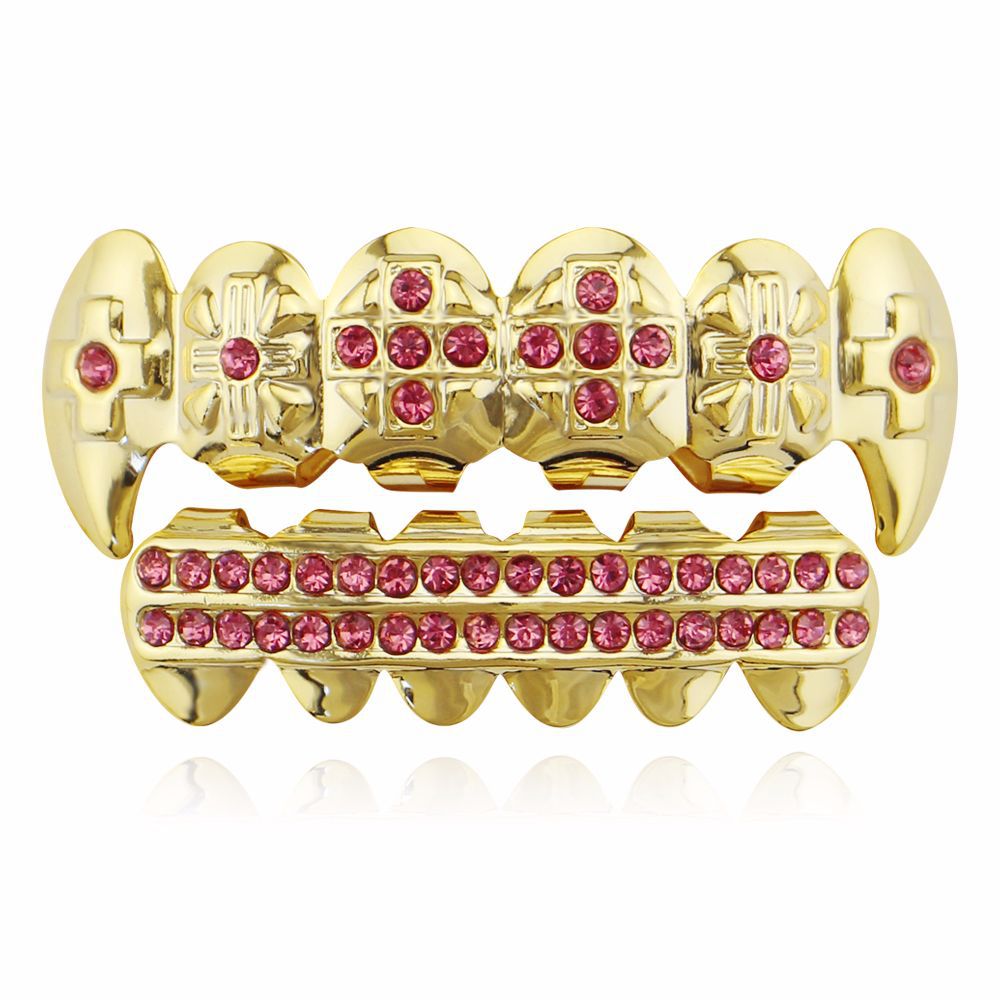 18K Gold Teeth -Plated Red Drilling Vampire Braces