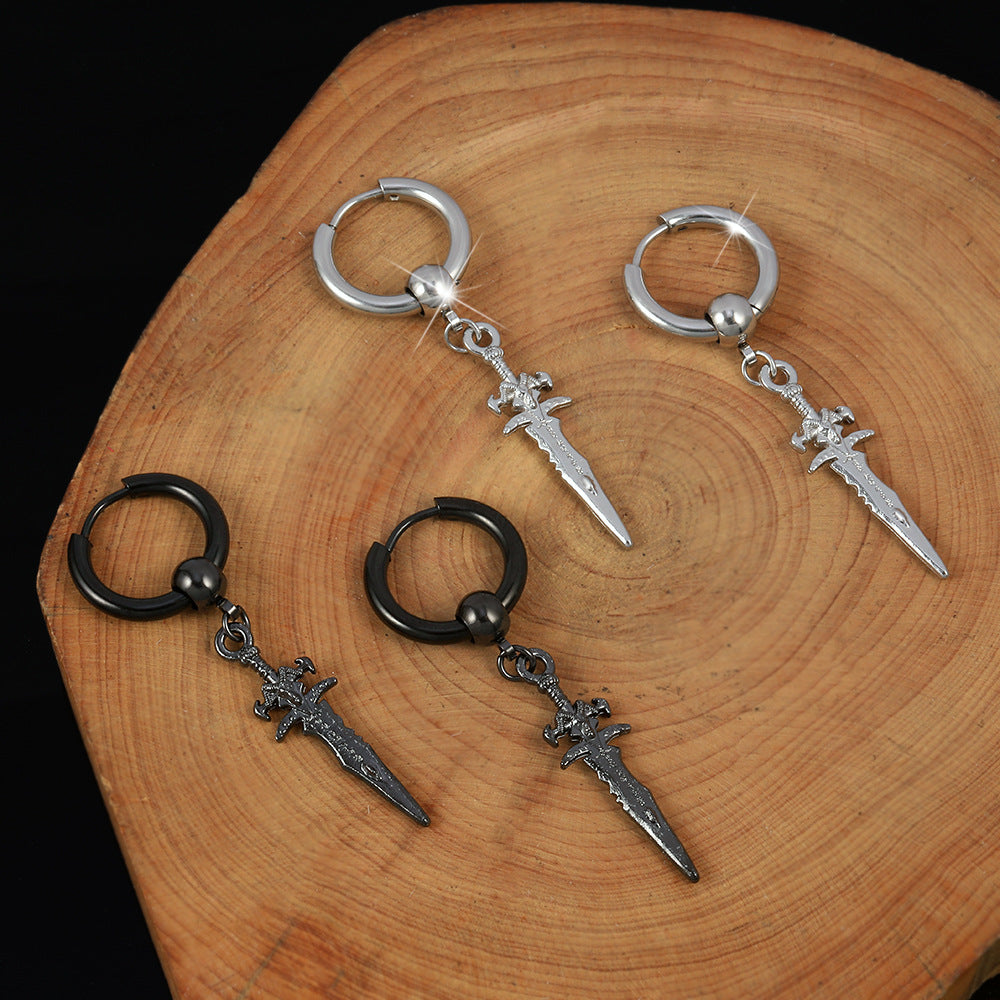 Retro Punk Hanging Sword Drop Earrings
