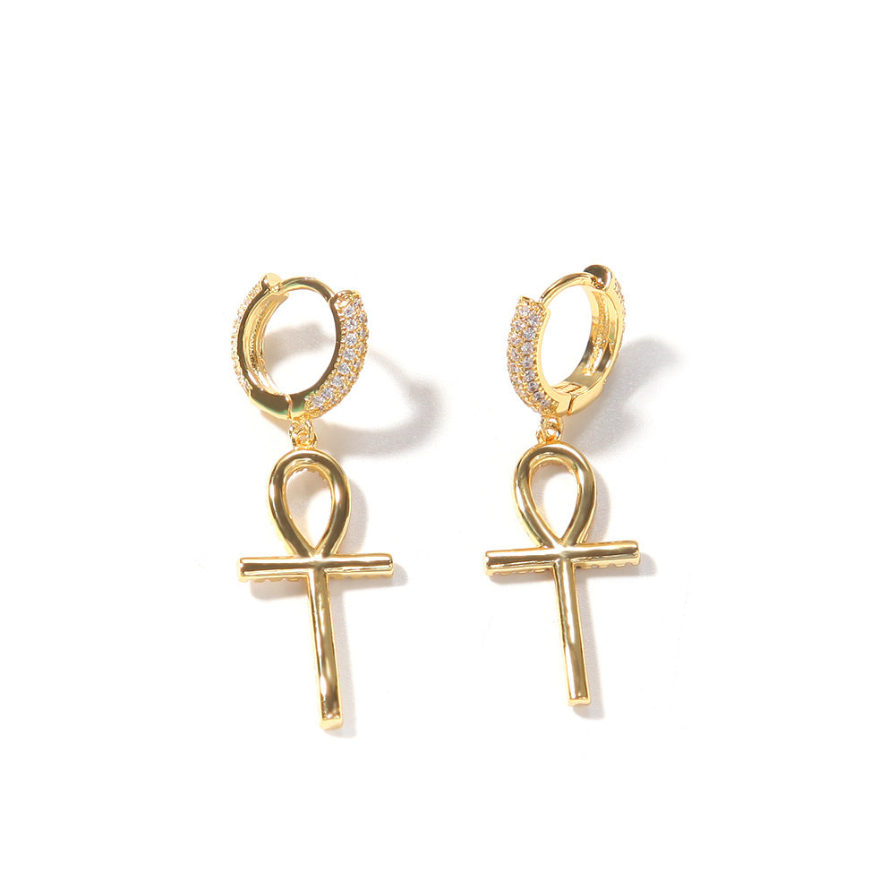 Ankh Diamond Drop Earrings