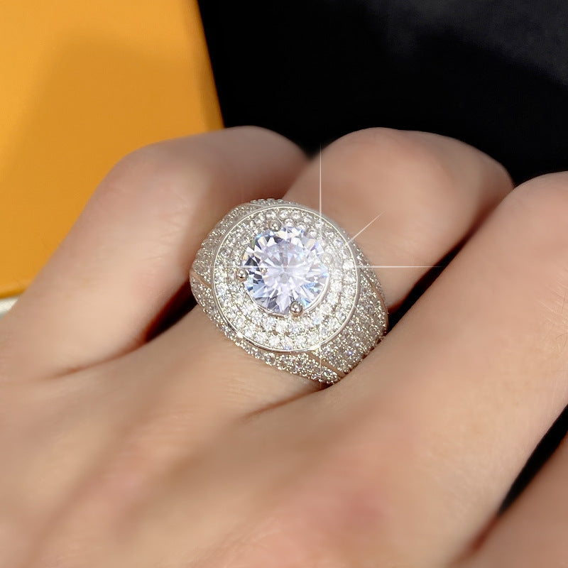 Diamond Domineering Ring with 18K Platinum Plated