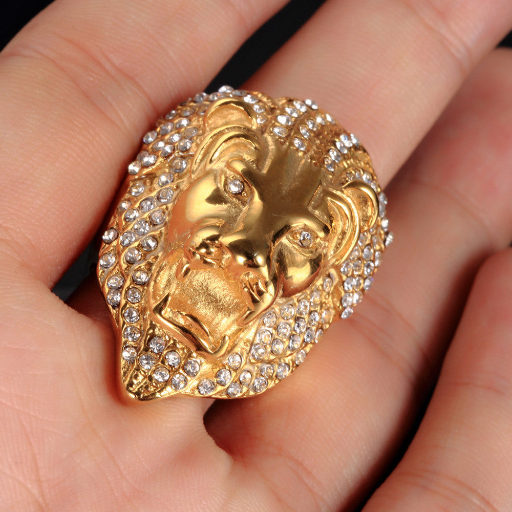 Diamond Lion Head Hip Hop Ring