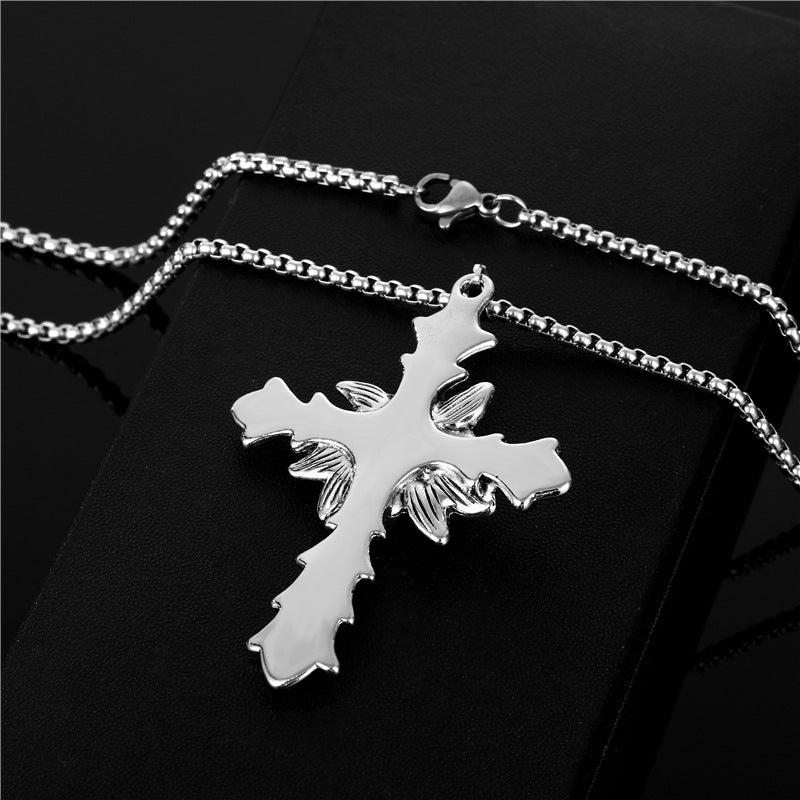 Gothic Rose Cross Pendant Necklace