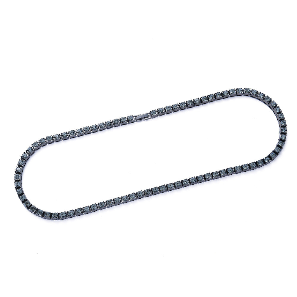 Hip -hop 5mm Transparent Gray Drill Black Tennis Chain