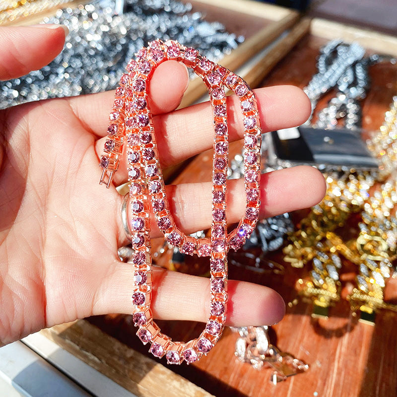 5mm Pink Diamond Row Tennis Chain