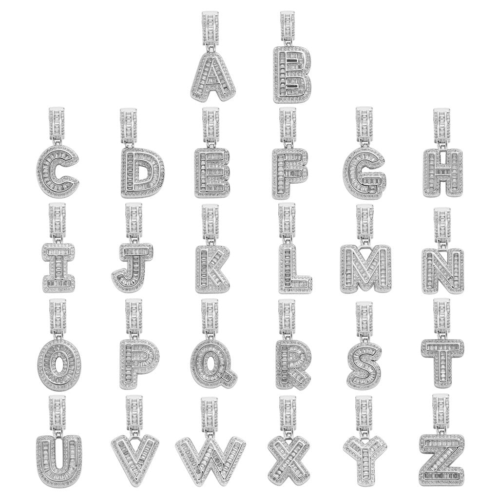 Square Alphabet Single Letter Pendant Necklace
