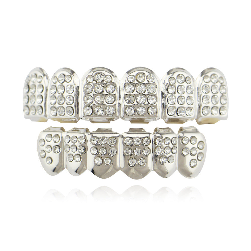 18K Gold Teeth- Plated Color Diamond Braces