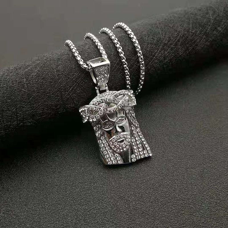 Gold Plated Diamond Lord Jesus Pendant Necklace