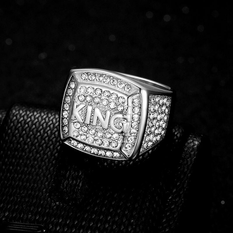 Gold -plated Rhinestone King Diamond Ring