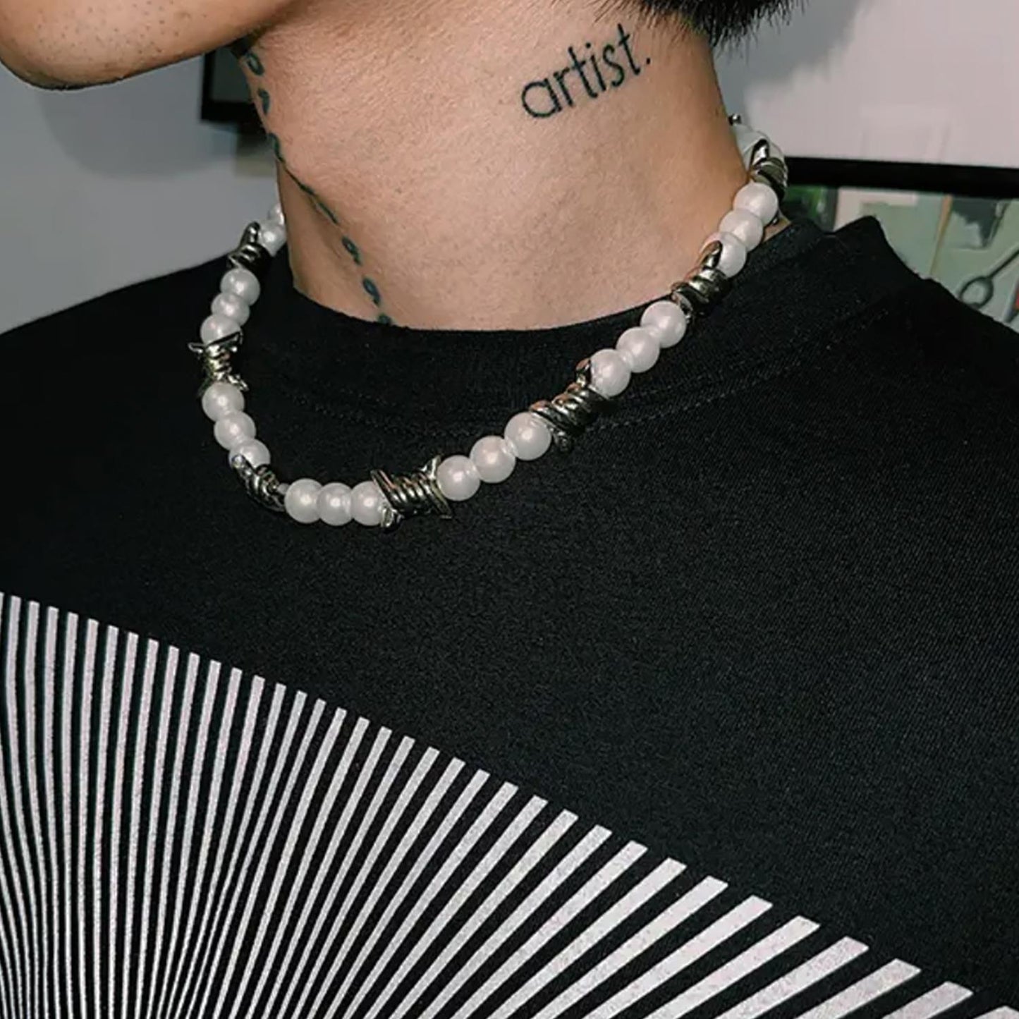 Dual-layer Titanium Steel Stitching Pearl Chain