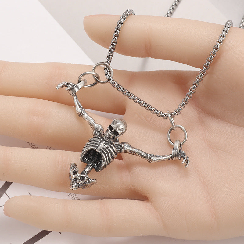 Turtured Skull Pendant Necklace