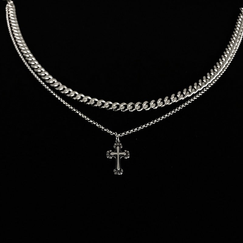 Double Layer Cross Cuban Chain