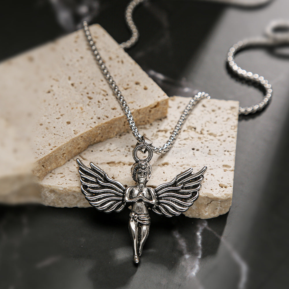 Angel Cupid Pendant Titanium Steel Sweater Chain