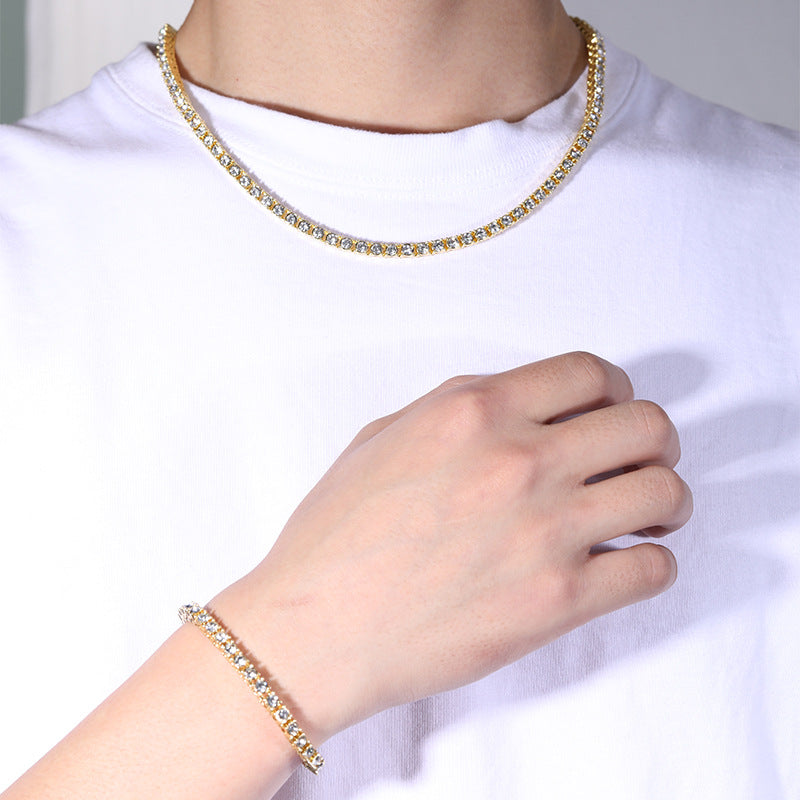 Gold 8in 4mm Tennis Chain Rhinestone Set Assembly