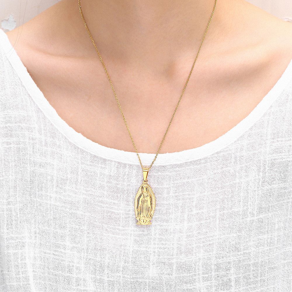 Virgin Maria Oval Portrait Necklace