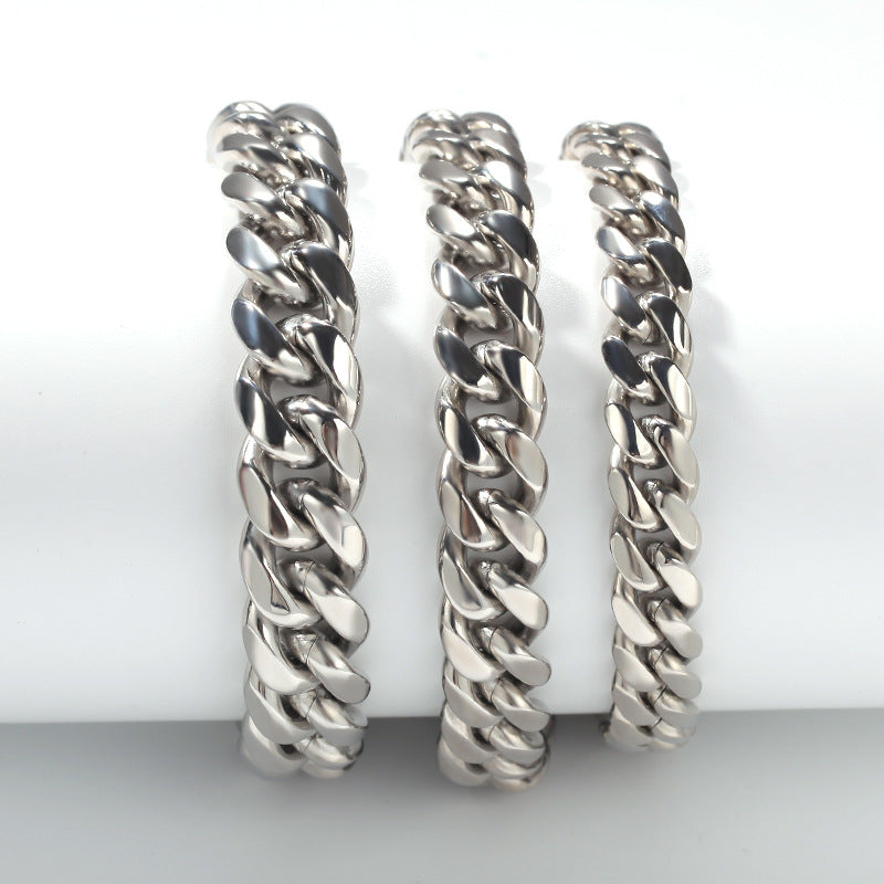 10mm Gold Stainless Steel Round Cuban Bracelet