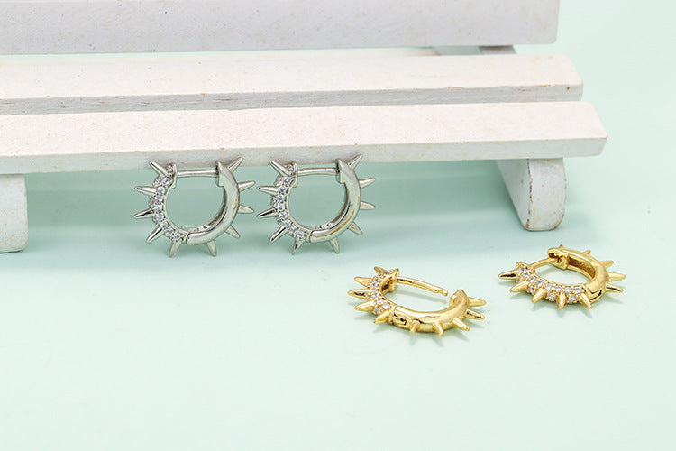 Thorn Micro-Inlaid Vermiculite Hip Hop Stud Earrings