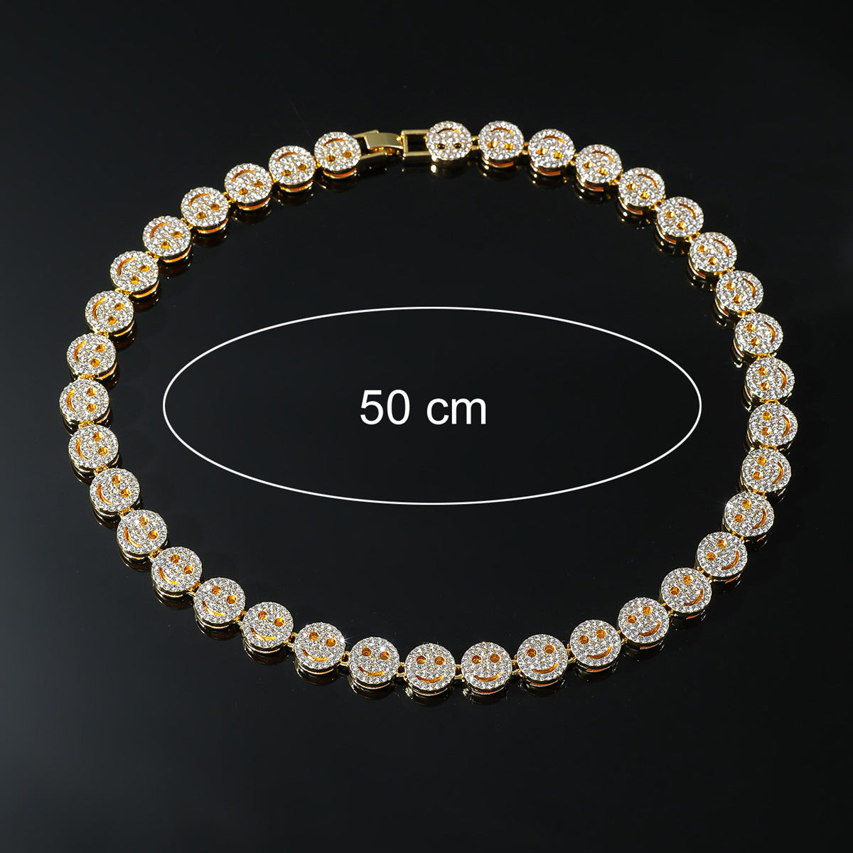 Silver Smiley Face Diamond Chain 20in