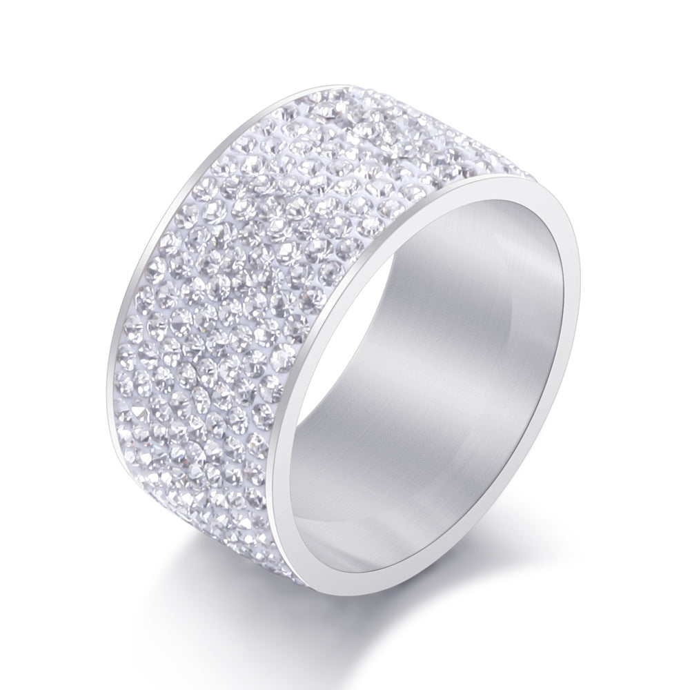 Simple Titanium Steel Diamond Ring