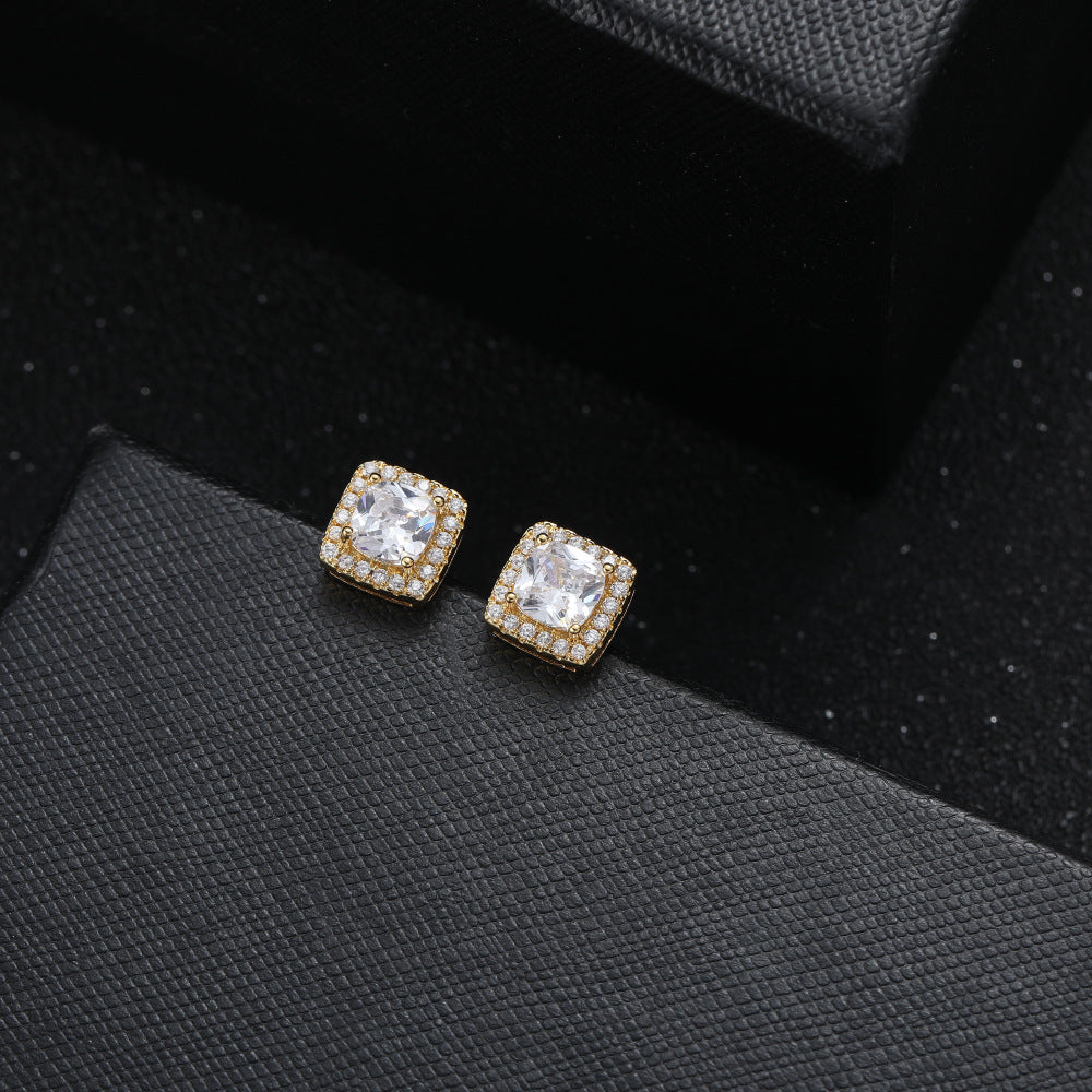 Copper Inlaid Vermiculite Men's Stud Earrings