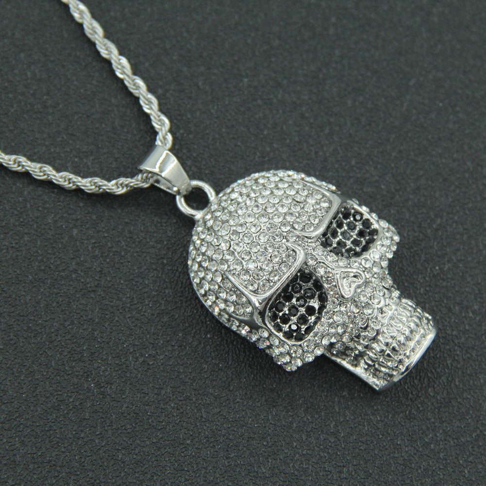 Rhinestone Skull Pendant Necklace