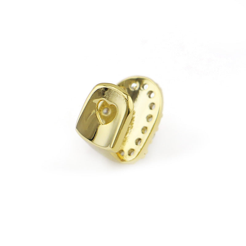 Hip-Hop Super Flah Diamond Hollowed-up Single Gold Tooth