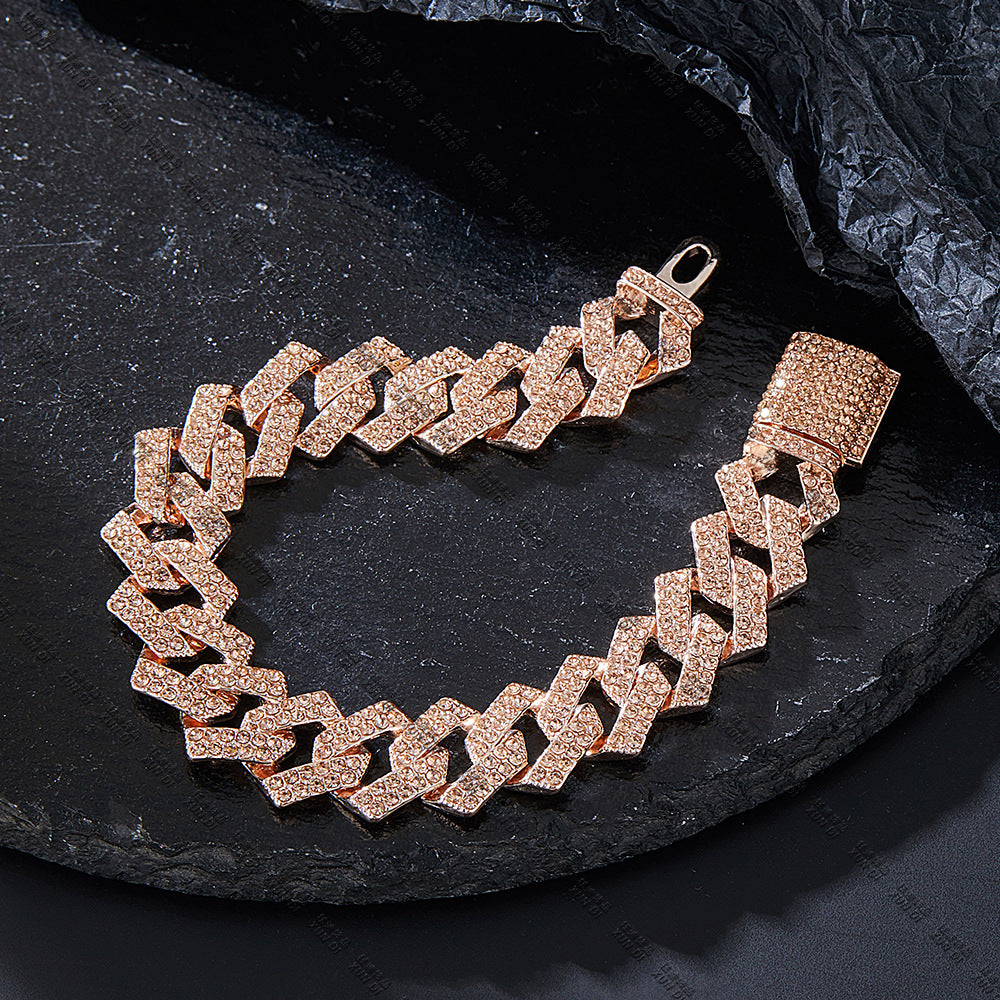 15mm Diamond Champagne Cuban Bracelet 8in