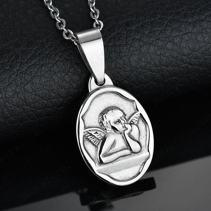 Cupid Oval Pendant Necklace