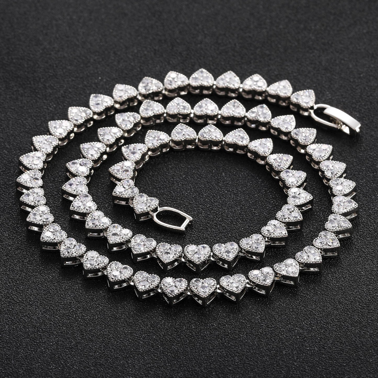 20in Silver Love Heart Diamond Chain