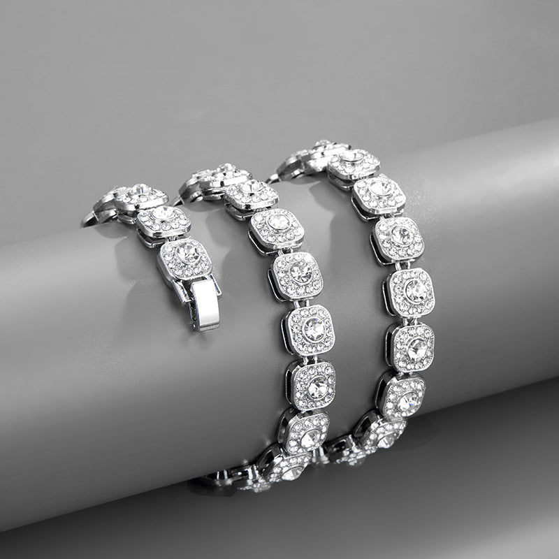 18in Silver Diamond Rock Sugar Diamond Chain