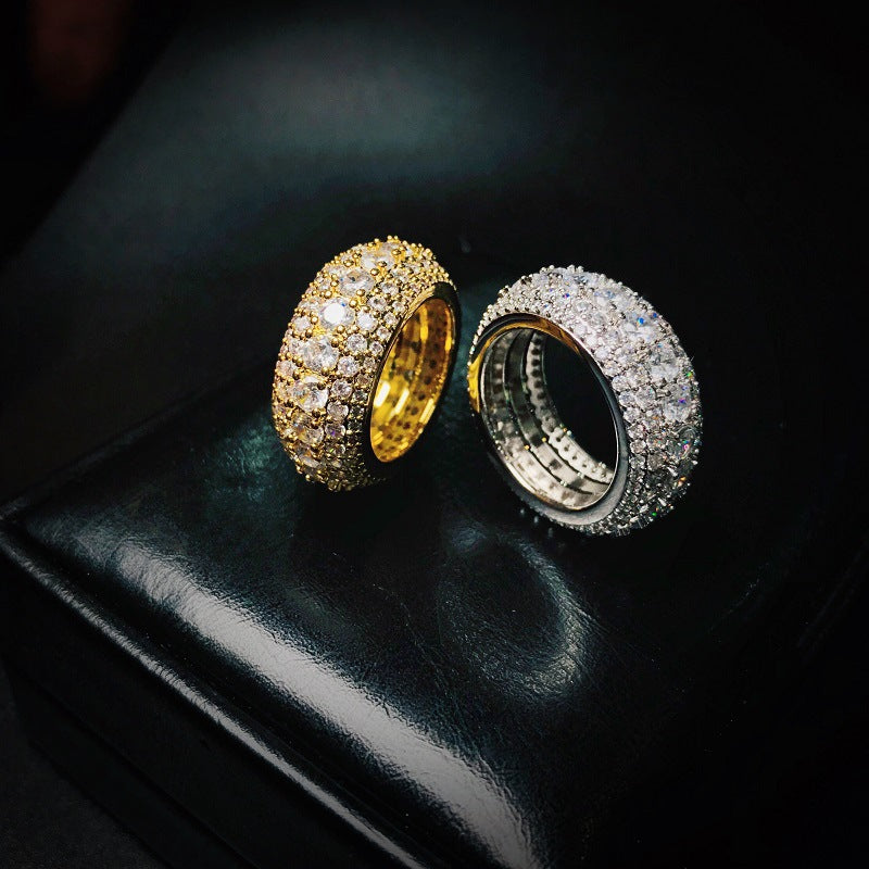 Super Flash Zircon Five-row Designed Ring