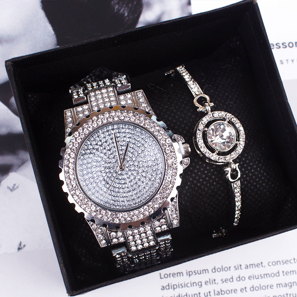 Super Flash Wrist Full Diamond Watches Set