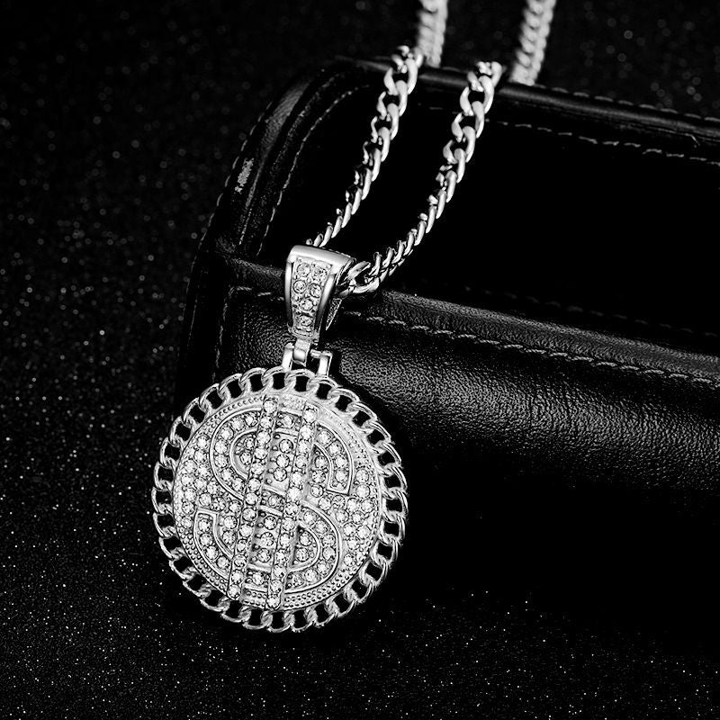 Dollar Symbol Rhinestone Pendant Necklace