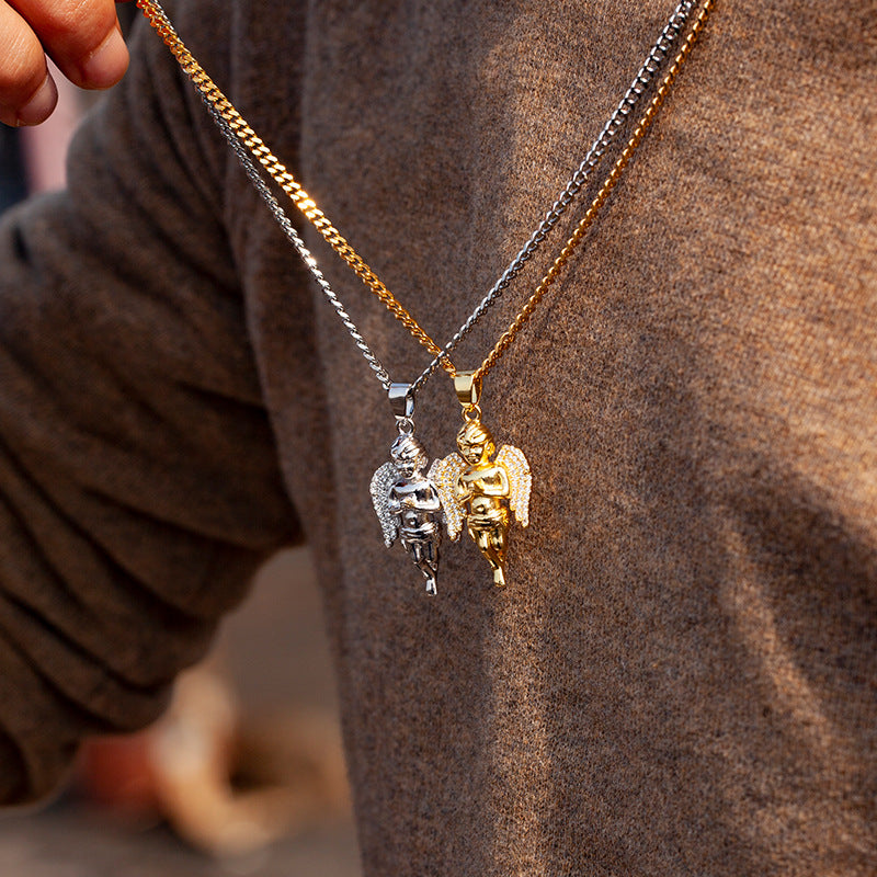 Angel Cross Cupid Pendant Two-color Suit Chain