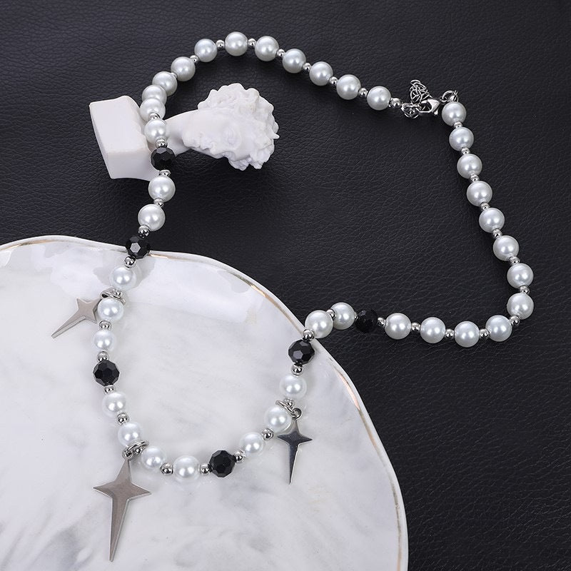 No Coloring Pearl Stitching Cross Pearl Chain