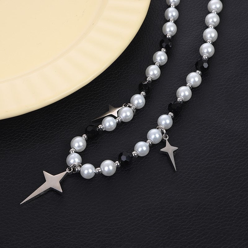 No Coloring Pearl Stitching Cross Pearl Chain