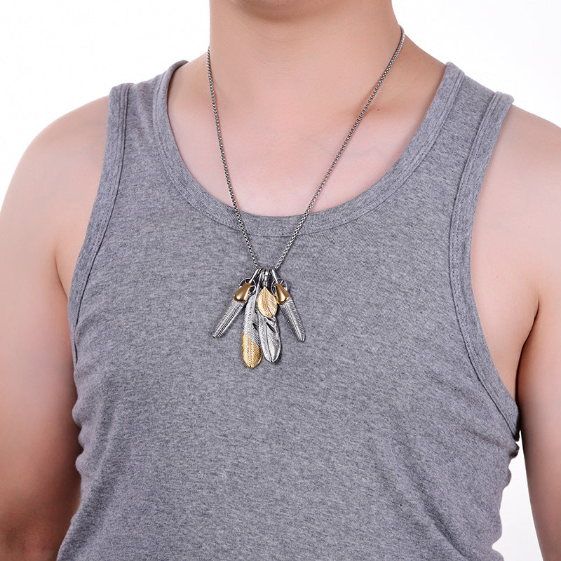 Vintage Feather Pendant Necklace