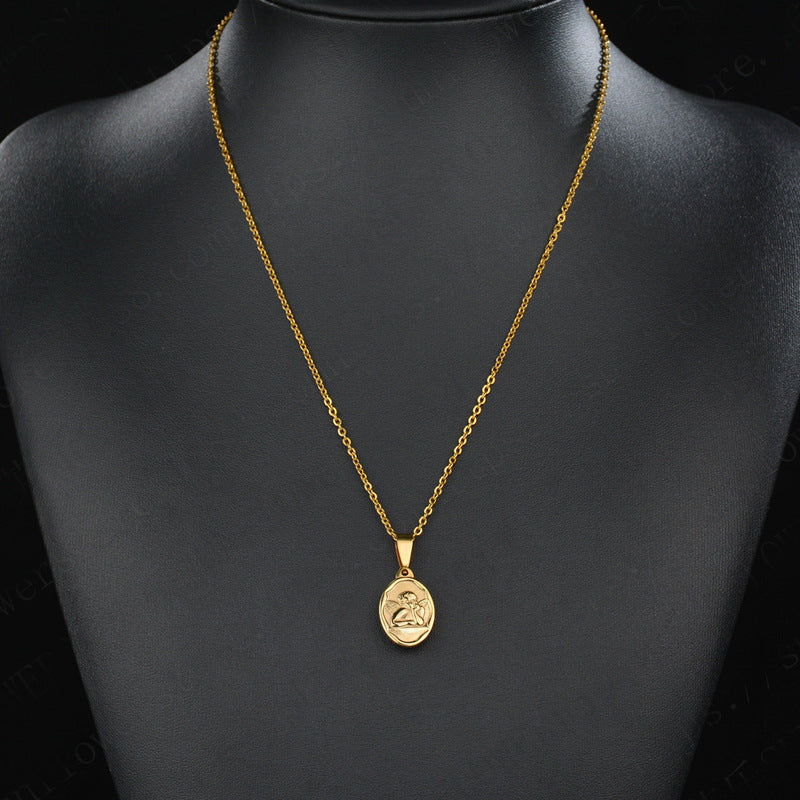 Cupid Oval Pendant Necklace
