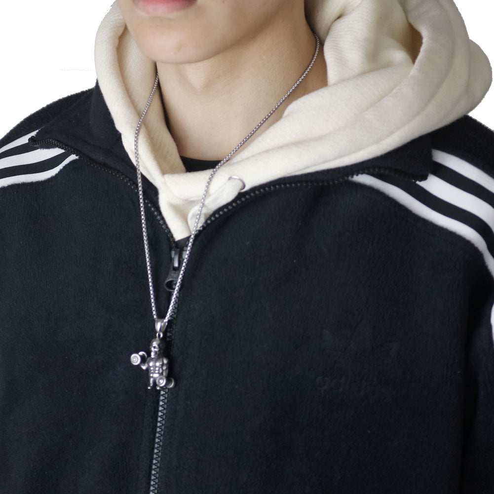 Hip-Hop Skull Dumb Bell Pendant Necklace