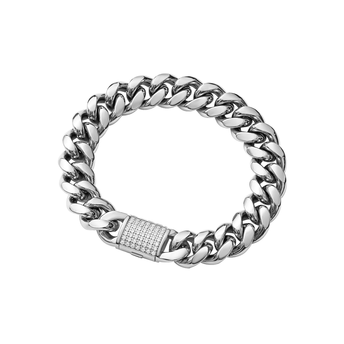 10mm Round Grinding Flip Inlaid Diamond Stones Buckle Cuban Chain