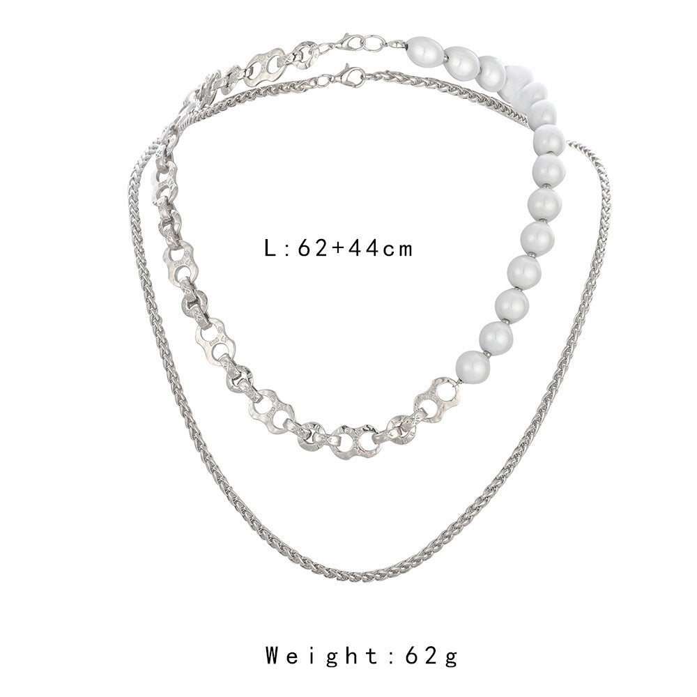 Dual-layer Titanium Steel Stitching Pearl Chain