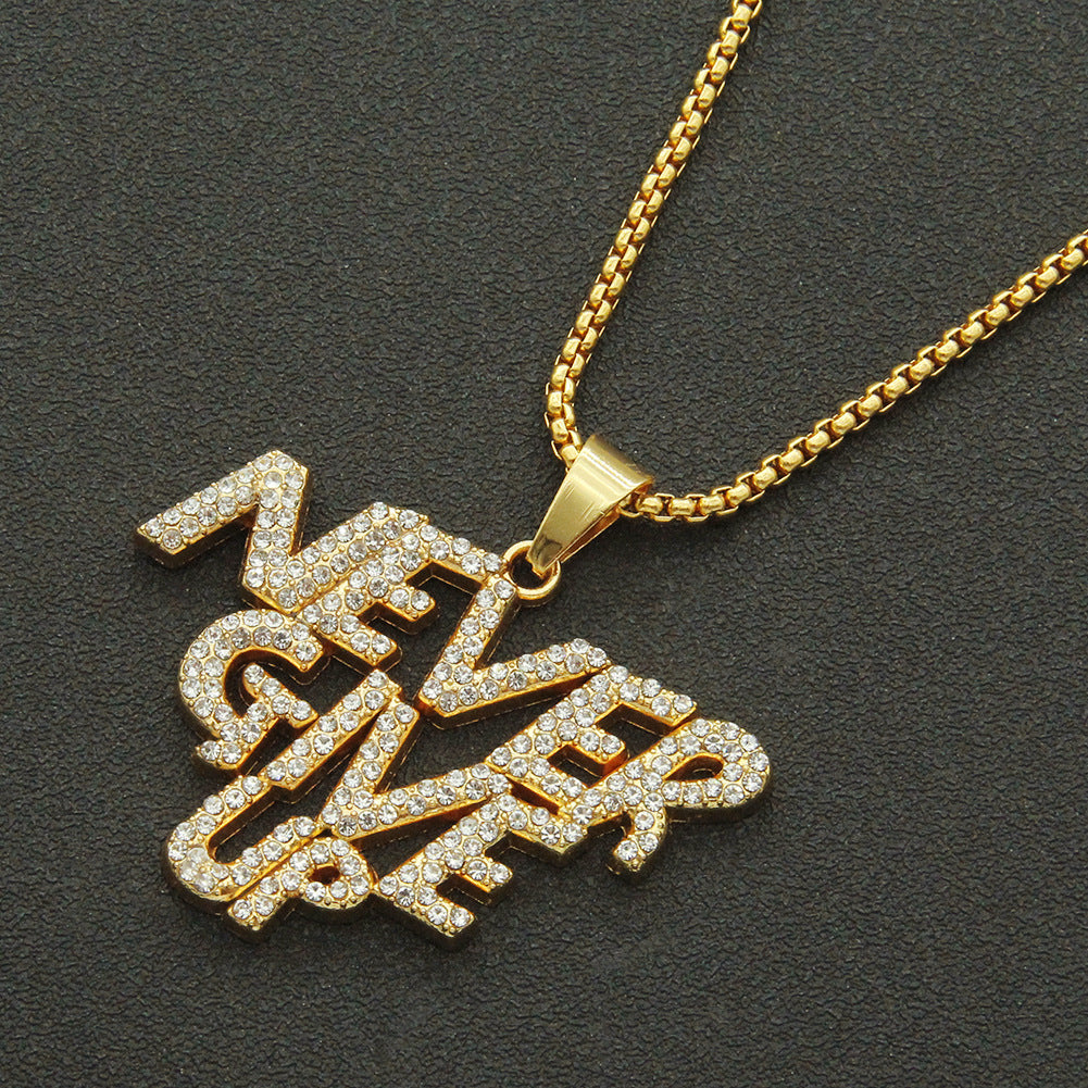 Never Give Up Letters Pendant Necklace