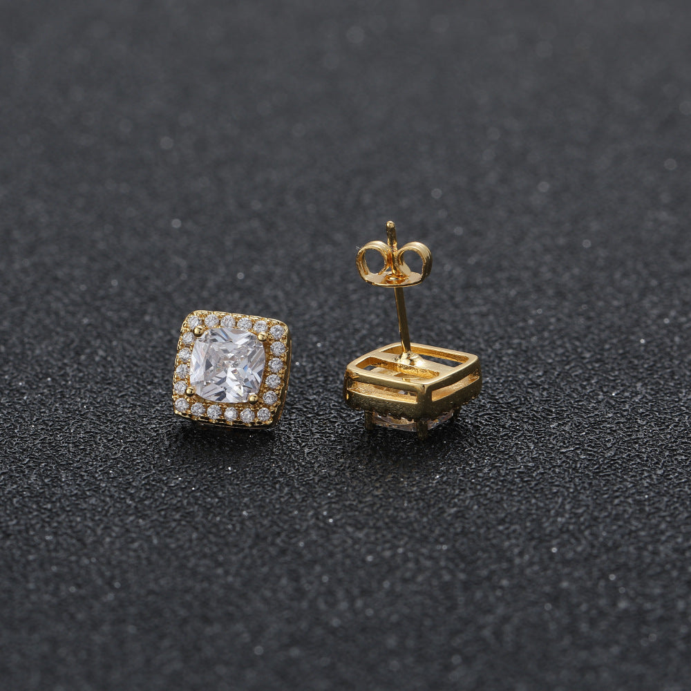 Copper Inlaid Vermiculite Men's Stud Earrings
