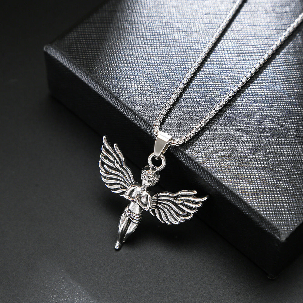 Angel Cupid Pendant Titanium Steel Sweater Chain